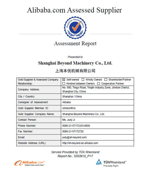China Shanghai Beyond Machinery Co., Ltd Certificações